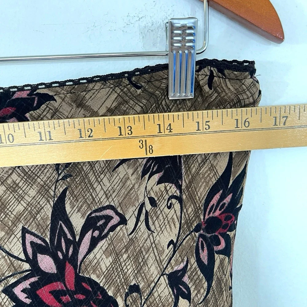 VTG Style & Co Womens Fairy Grunge Floral Maxi Skirt‎ Size 4 Petite Brown Bias
